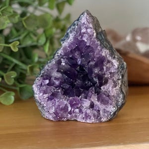 high grade deep grape amethyst cut base purple crystal geode 3 inch high grade purple amethyst from Uruguay