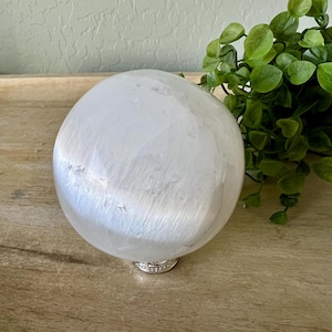 Selenite sphere | large 80 mm crystal sphere cleanse calm anxiety relief | crystal ball | selenite crystal stone
