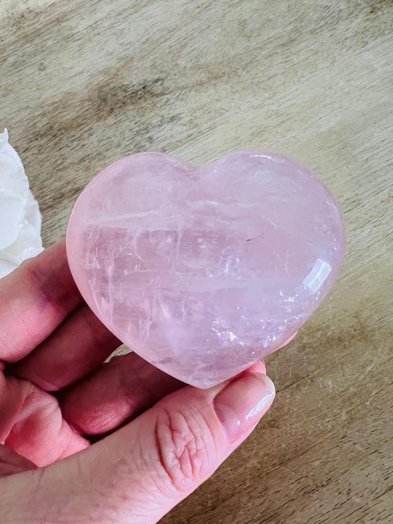 rose quartz heart | gemmy deep pink saturation | 2 x 2 inch quartz crystal | grid crystals heart chakra pink quartz