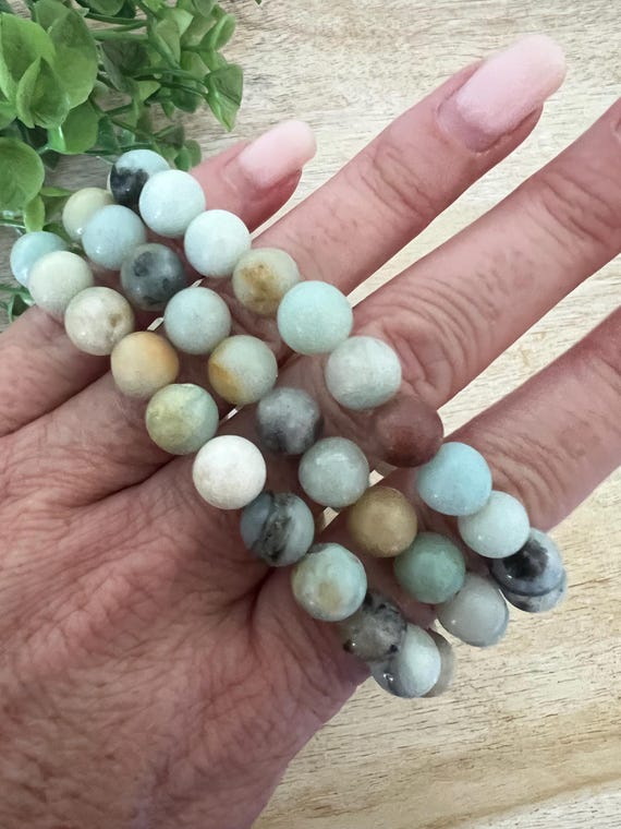 natural amazonite bead bracelet | 8mm | stretchy bead bracelet | natural crystal jewelry multicolored amazonite beads