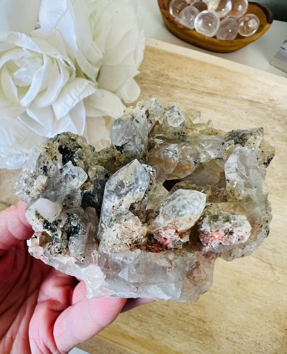 Stunning lodolite cluster | rare chunky garden quartz points |Forest quartz | raw crystal  Himalayan specimen 4 x 3 inch