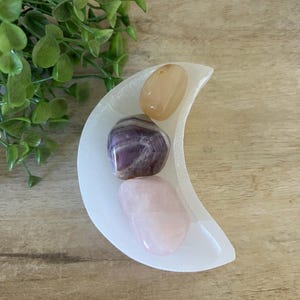 selenite charging bowl | moon dish crystal charger | pure selenite polished selenite | crystals crystal shop