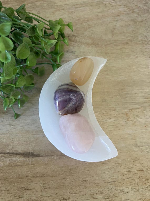selenite charging bowl | moon dish crystal charger | pure selenite polished selenite | crystals crystal shop