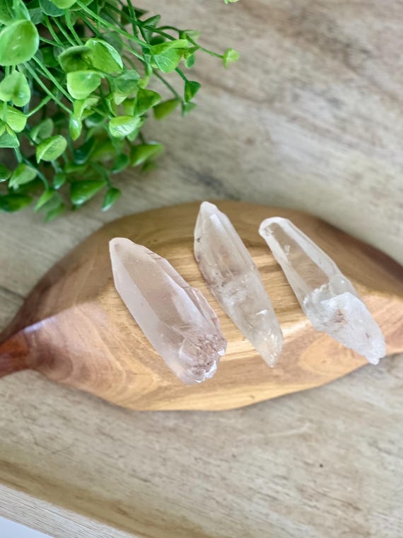 3 lemurian seed quartz points |  thick rough quartz points pendants | 2 inch