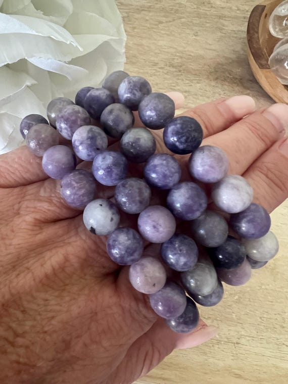 lepidolite bead bracelet | 10mm | unicorn stone | bracelet for woman | support heart heal