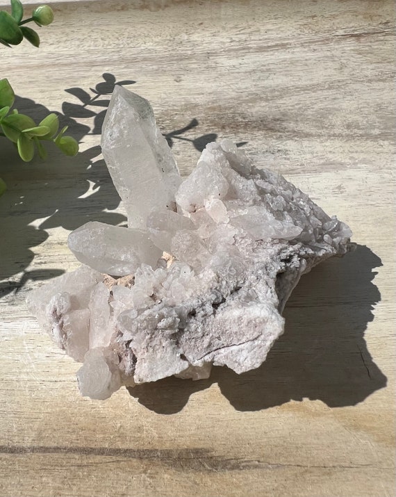 Lovely clear Tibetan quartz cluster with tons of points & two crystalline caves | Himalayan quartz dimensions are 4 x 3.5 inch