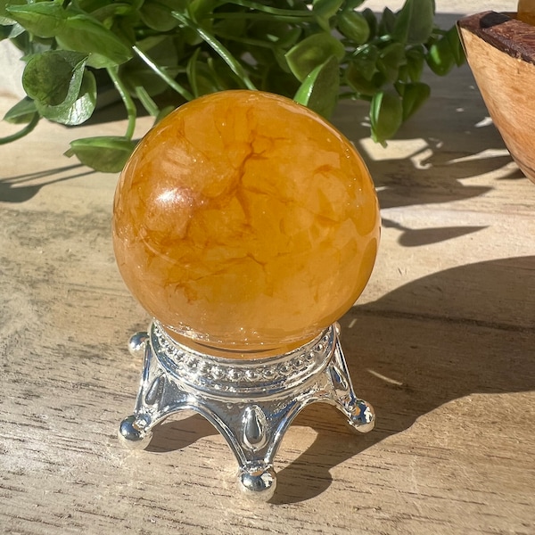 Stunning golden healer mini sphere on stand | master healing crystal | golden healer stone | red brown crystal ball | 1.24 inch 30 mm