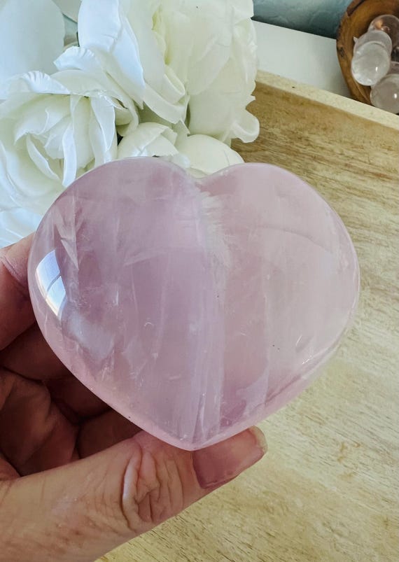 rose quartz heart | gemmy deep pink saturation | 3 x 2 inch quartz crystal | grid crystals heart chakra pink quartz