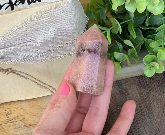 sweet druzy mini pink amethyst tower | fully polished | crystal home decor | natural pink amethyst crystal tower