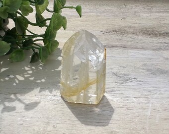 Gorgeous mini clear golden healer tower | master healing crystal | golden healer stone | crystal tower point | 1.5 inch tall