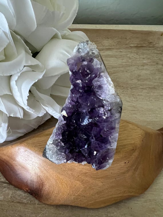 Grape amethyst cut base purple crystal geode 3 inch high grade purple amethyst from Uruguay