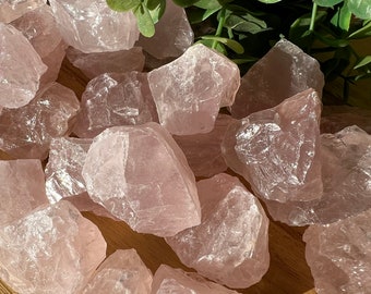 Raw natural rose quartz chunk | 1 oz. Very gemy rough pieces