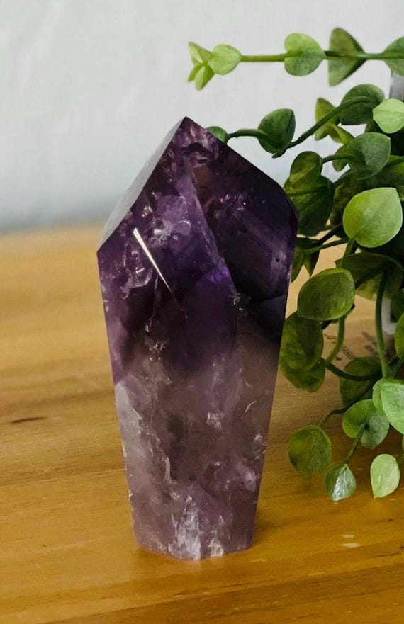 Stunning ametrine tower 4 inch tall tons of rainbow action deep purple amethyst with smoky quartz mix