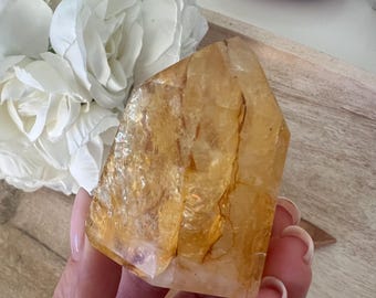Golden Healer Quartz Crystal Tower | Iron Inclusions, Rainbow