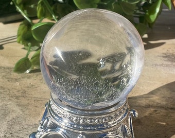 Clear Quartz Crystal Sphere with Silver Stand | 25mm