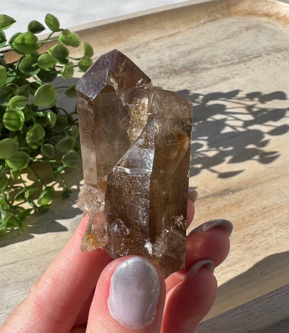 smoky citrine point with excellent clarity raw rough specimen 3 inch