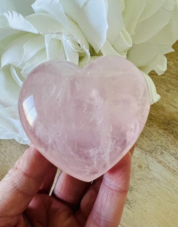 rose quartz heart | gemmy deep pink saturation | 2 x 2 inch quartz crystal | grid crystals heart chakra pink quartz