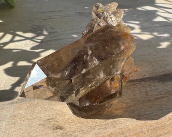 Stunning rough smoky citrine cluster point with excellent clarity raw rough specimen 3 inch