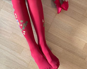 Unique tights with hand painted motives - Gooseberries