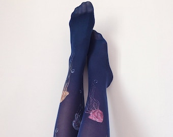 Collant unici per donna con motivi dipinti a mano - Jelly