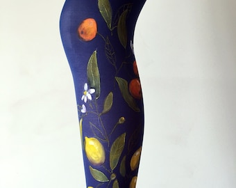 Unique tights for women with hand painted motives "When Life Gives You Lemons"
