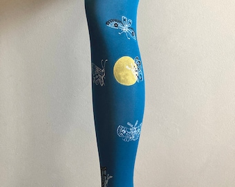 Unique tights with hand painted motives - Moth & the Flame