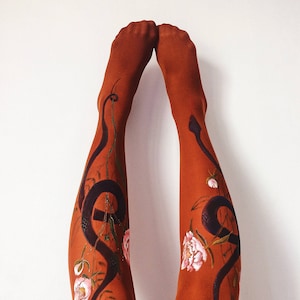Unique tights for women with hand painted motives &quot;From Eden&quot;