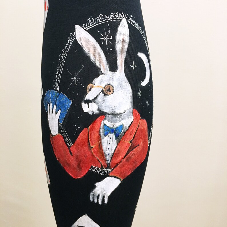 Unique Tights for Women With Hand Painted Motives White Etsy