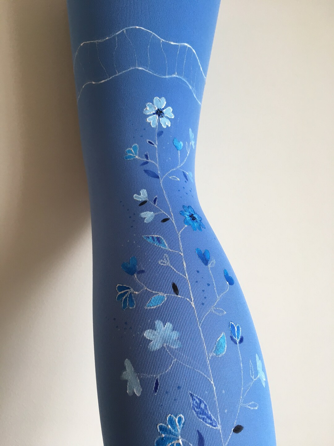Unique Tights for Women With Hand Painted Motives Blue Etsy