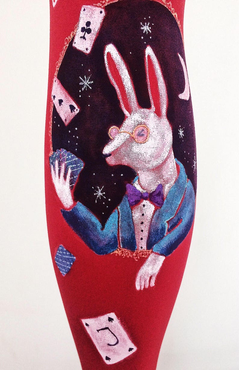 Unique Tights for Women With Hand Painted Motives White Etsy