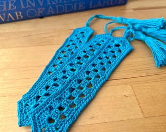Blue Granny Square Bookmark | Handmade Crochet Bookmark with Tassel