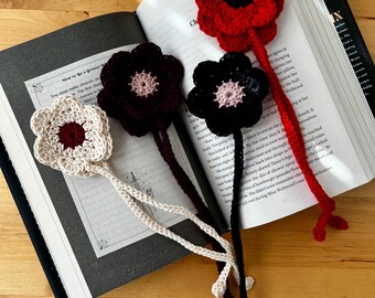 Crochet Flower Bookmark | Handmade Floral Bookmark