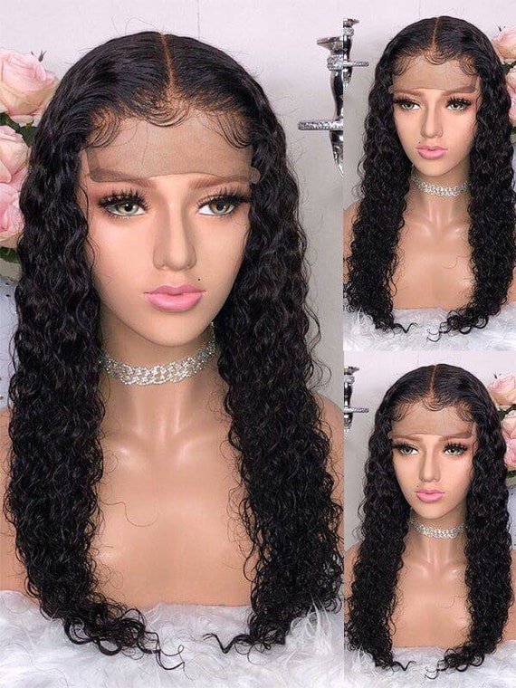 13x6 Curly Lace Front Human Hair Wigs Pre Plucked Hairline Etsy