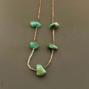 Liquid Silver and turquoise Necklace | Dainty Vintage Southwestern Design Choker