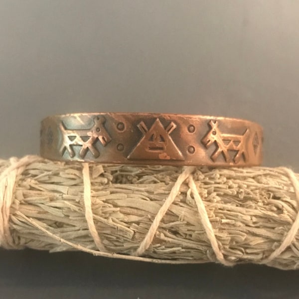 Copper Southwestern Cuff | Bell Trading Post Tourist Bracelet | Dog and horse bracelet