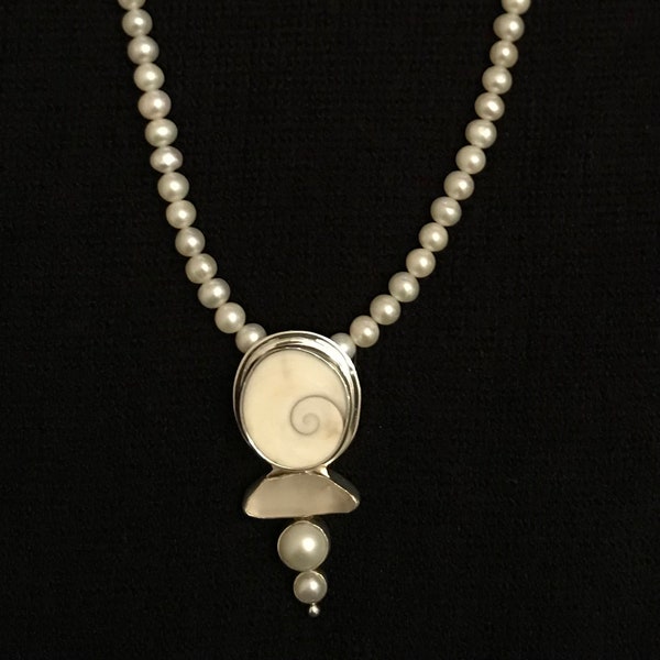On Hold For Lisa Vintage Echo of the Dreamer Pearl Sterling Pearl Pendant | Shell, pearl, beach glass | The Dreamer | Hallmark | Collectible
