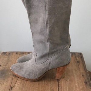 Dingo Stacked Heel Boot Vintage Grey Suede Western Wear Southwest Vintage 70s image 1