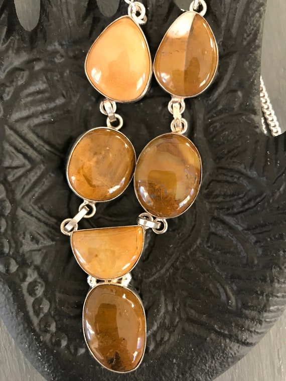 Yellow Jasper and Silver necklace | Vintage Handm… - image 10