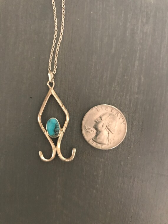 Unique Turquoise pendant | hand forged necklace |… - image 6