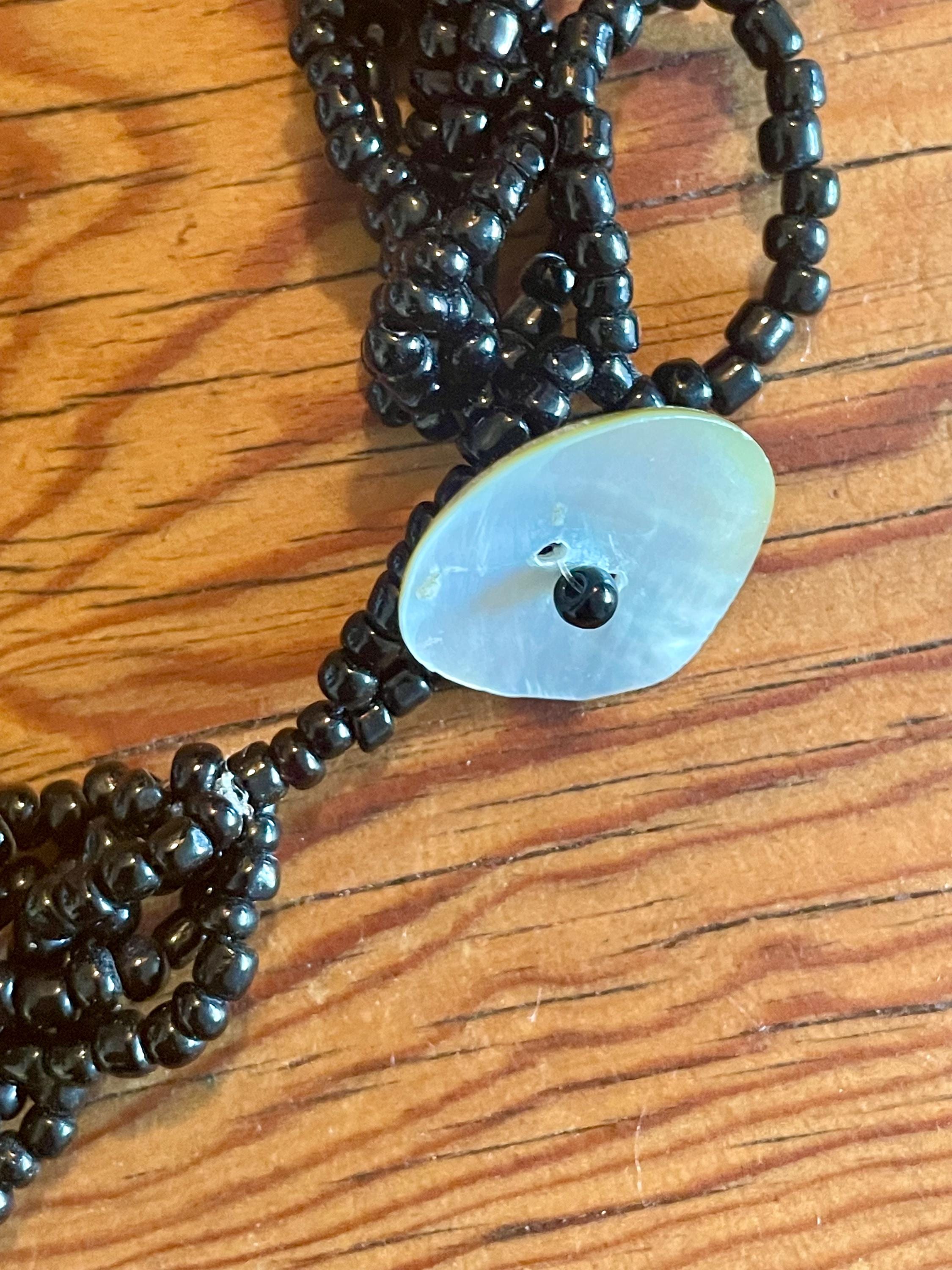 Black Mother of Pearl  hand beaded belt handmade Mother of Pearl Vintage Belts for sale | eBay main image 4