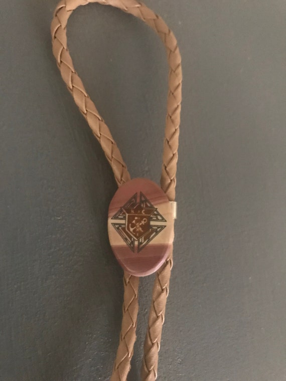 Small brown agate bolo tie | leather cord | Insig… - image 2