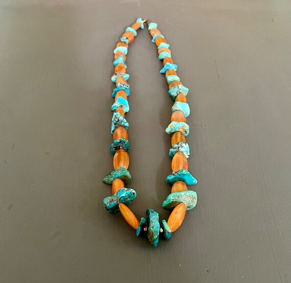 Turquoise Nugget and Carnelian Necklace | Vintage… - image 4