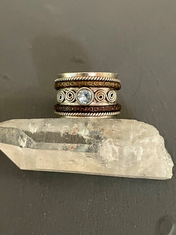 Sterling, Copper and Brass spinner ring | Vintage 