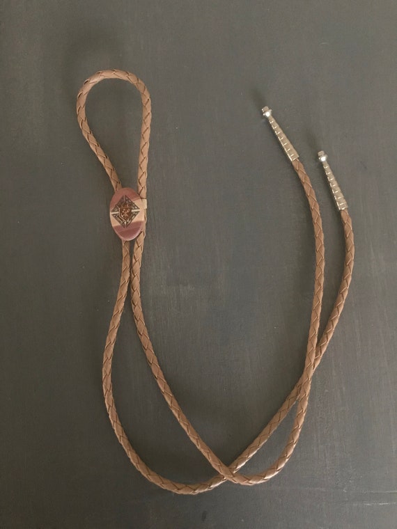 Small brown agate bolo tie | leather cord | Insig… - image 3