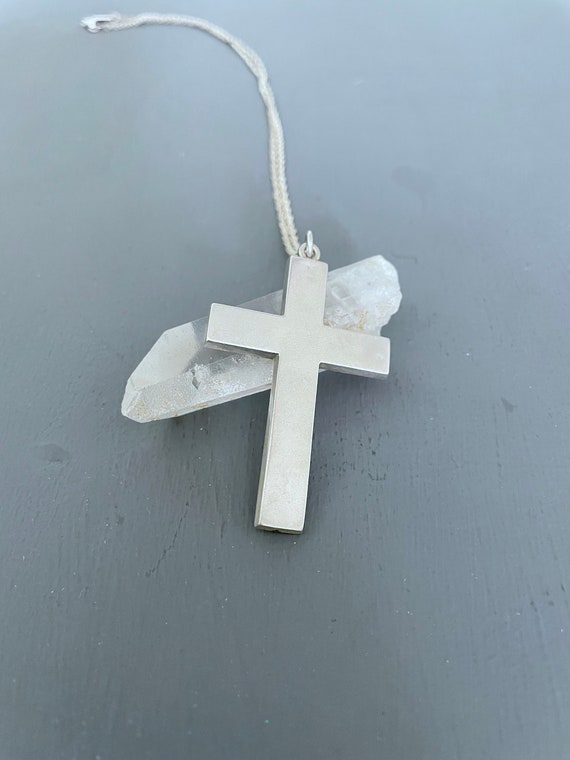 Sterling Silver Cross | Vintage Large Cross Neckl… - image 2