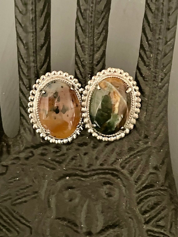 Gemstone Links | Vintage Agate Cuff Links | Large 