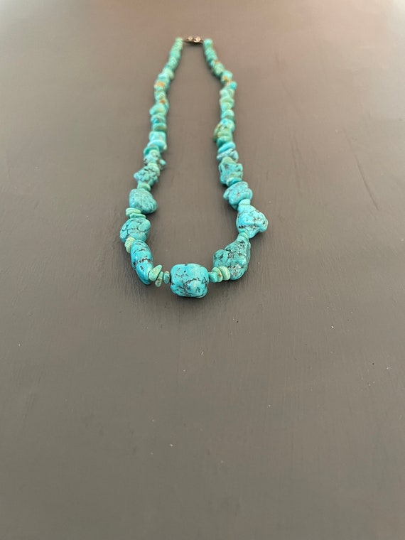 Turquoise nugget Necklace | Genuine Turquoise Vin… - image 1