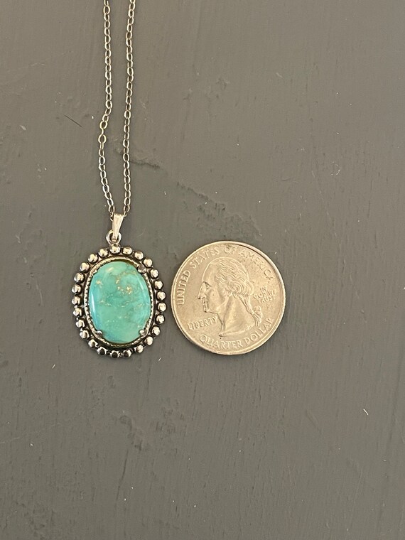 Turquoise Pendant in Sterling Silver Setting With… - image 7