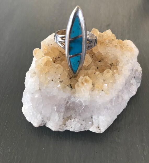 Zuni Inlay ring | Fishscale Inlay | Turquoise & S… - image 3
