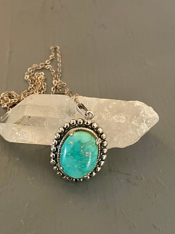 Turquoise Pendant in Sterling Silver Setting With… - image 5